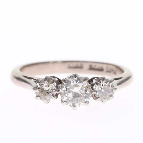 Diamond Trilogy 18ct White Gold Ring, approx. 0.8ct.
