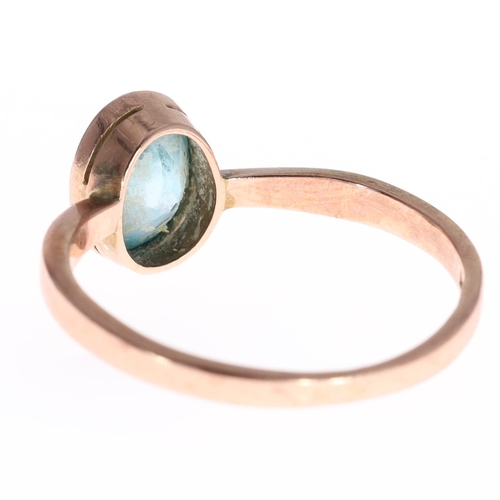 Blue Zircon 9ct Gold Solitaire Dress Ring with Chester Hallmark
