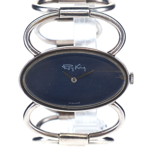 20 - Roy King - .925 Silver Oval Dial Hand Wind Dress Watch