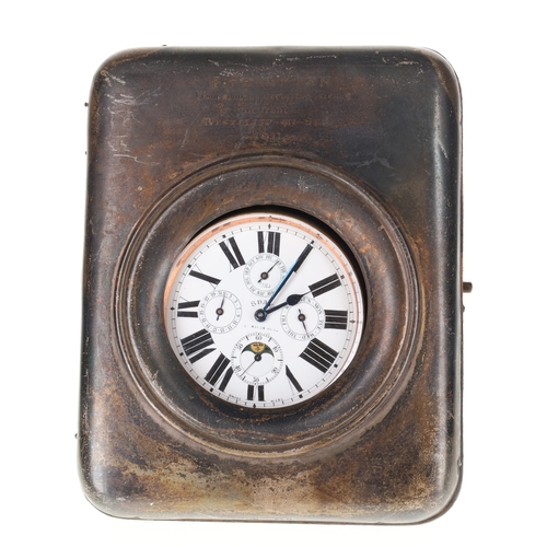 41 - Jumbo 8 Days Triple Calendar Moonphase Pocket Watch with Silver Case