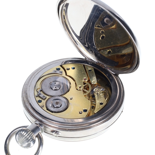 41 - Jumbo 8 Days Triple Calendar Moonphase Pocket Watch with Silver Case