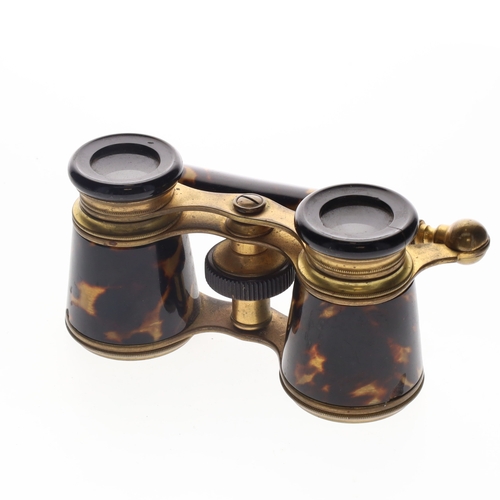 138 - Antique Tortoiseshell Opera Glasses with Extendable Handle