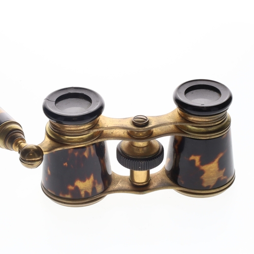 138 - Antique Tortoiseshell Opera Glasses with Extendable Handle