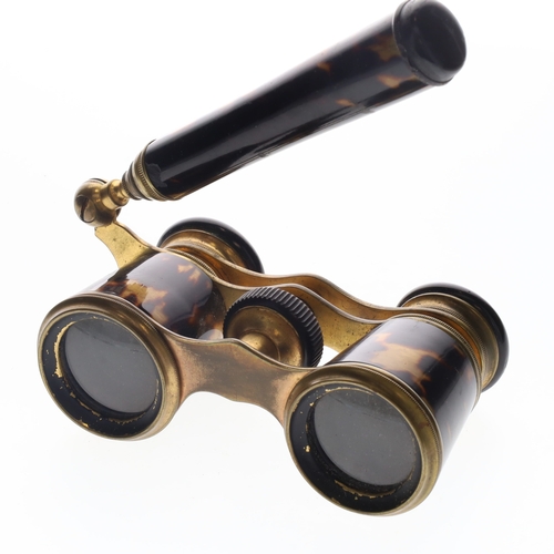 138 - Antique Tortoiseshell Opera Glasses with Extendable Handle