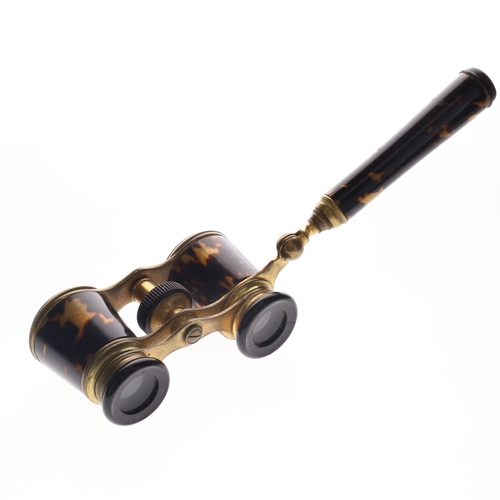 138 - Antique Tortoiseshell Opera Glasses with Extendable Handle