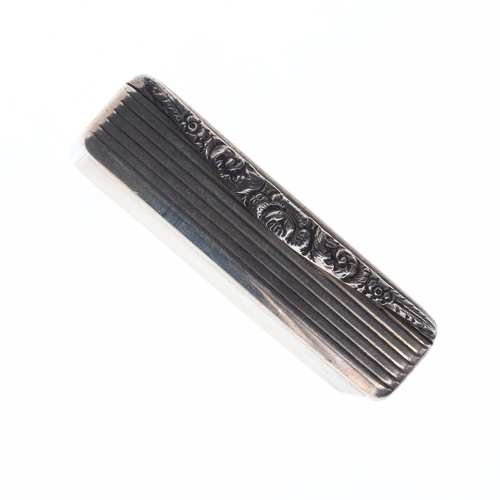 57 - .925 Sterling Silver Rectangular Engine Turned Snuff Box, 58g.