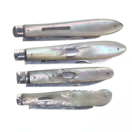 58 - Antique .925 Sterling Silver Fruit Knives Collection, 90g