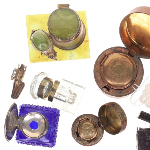 174 - Antique & Vintage Desk Accessories Collection, including Travel Inkwell, Paperweight
