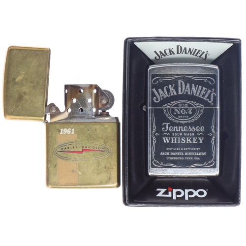 163 - Zippo - Pocket Lighters Collection incl. Brass, Harley Davidson, Jack Daniels