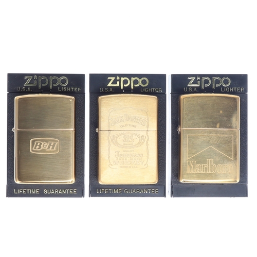 163 - Zippo - Pocket Lighters Collection incl. Brass, Harley Davidson, Jack Daniels
