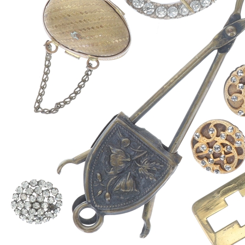 151 - Ladies Vanity Item Collection including Paste Buckles, Large Ornate Button