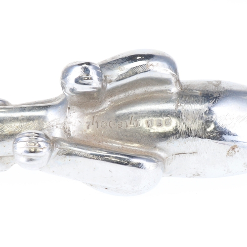 156 - Jaguar Chrome and Brass Car Mascot Hood Ornament Pair