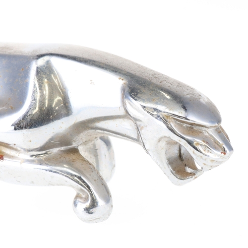 156 - Jaguar Chrome and Brass Car Mascot Hood Ornament Pair