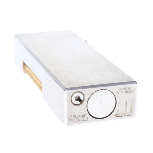 177 - Dunhill - Rollagas Silver Plate Pocket Lighter with Gold Tone Details