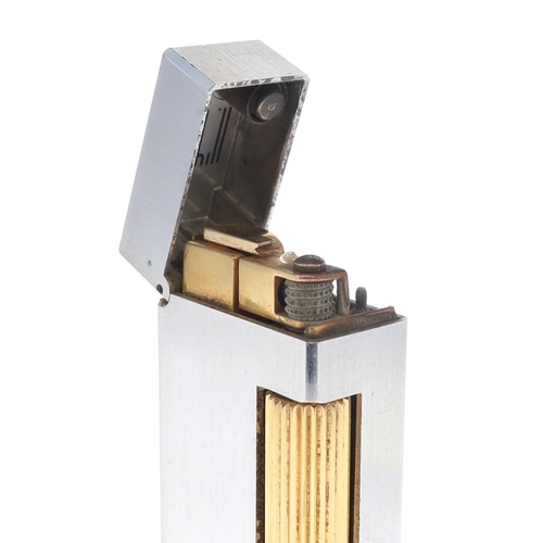 177 - Dunhill - Rollagas Silver Plate Pocket Lighter with Gold Tone Details