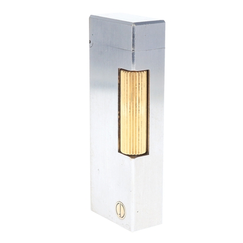 177 - Dunhill - Rollagas Silver Plate Pocket Lighter with Gold Tone Details