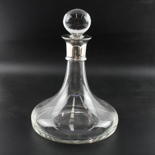 93 - Sterling Silver .925 Banded Glass Decanter, 1715g.