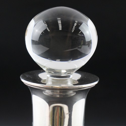 93 - Sterling Silver .925 Banded Glass Decanter, 1715g.