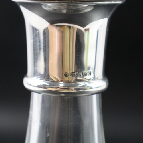 93 - Sterling Silver .925 Banded Glass Decanter, 1715g.
