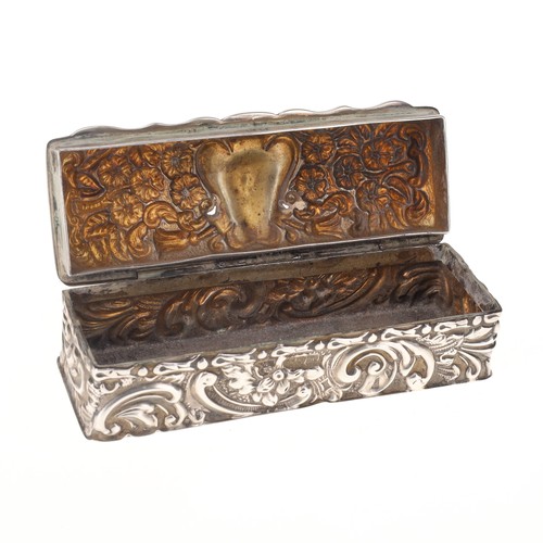 51 - Late Victorian Sterling Silver Trinket / Jewellery Box, 44g.