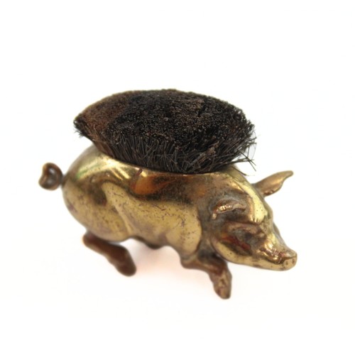 152 - Antique Novelty Pig Pin Cushion & Nib Wipe Miniature Set