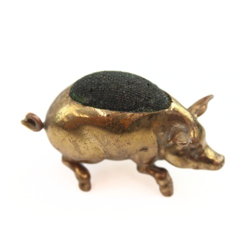 152 - Antique Novelty Pig Pin Cushion & Nib Wipe Miniature Set