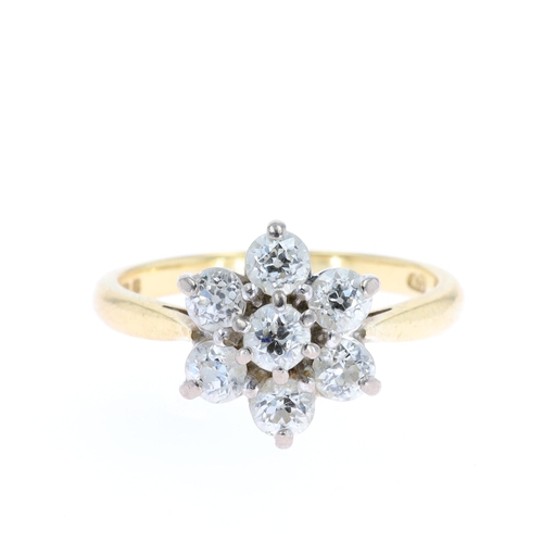 113 - 1970's Diamond 18ct Gold Cluster Ring, est. 1.10ct