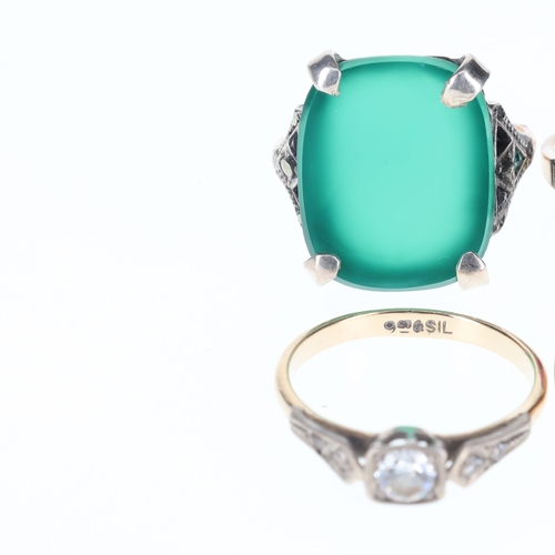 262 - 9ct Gold and Silver Dress Ring Collection inc. Paste, Gemstone