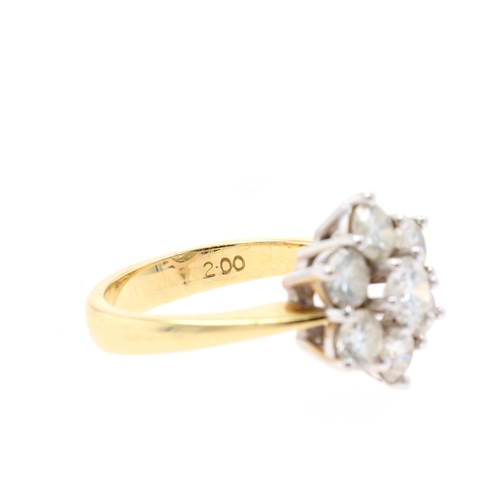 28 - Diamond Cluster 18ct Gold Ring, est. 1.75ct 