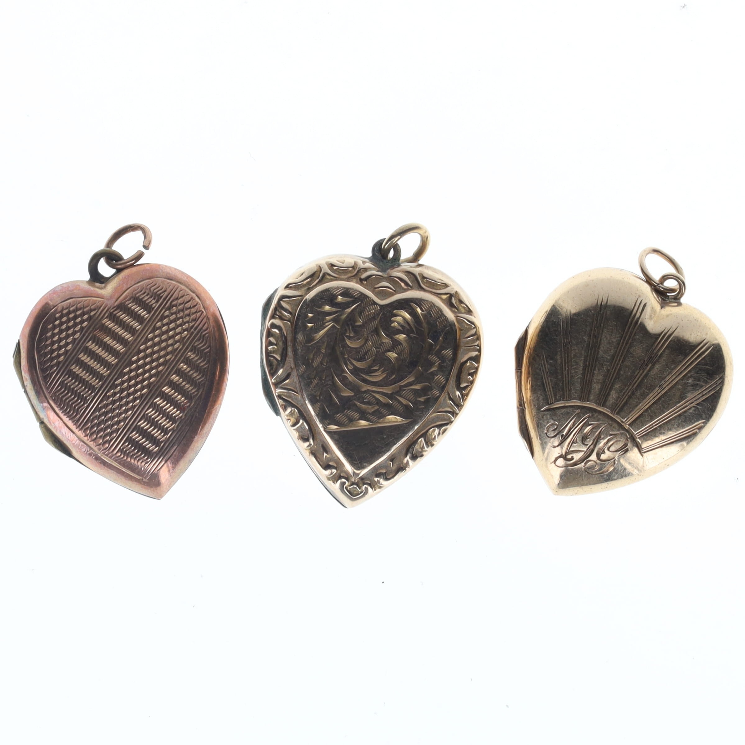 9ct Gold Back and Front Lockets Pendants Collection incl. Etched, Heart