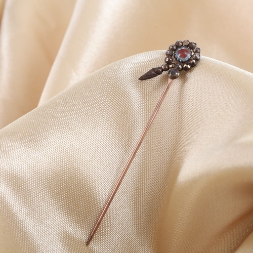 Antique Saphiret and Cut Steel Stick Pin