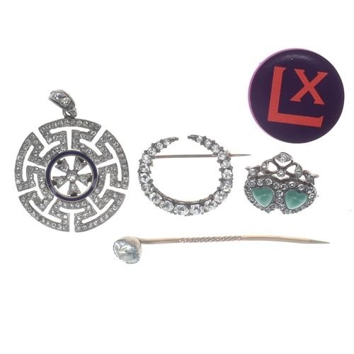 179 - Antique Silver and Rolled Gold Paste Jewellery Collection incl. Georgian Black Dot Paste, Victorian