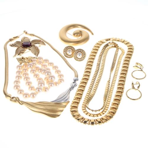 195 - 1980s Branded Gold Tone Jewellery Collection incl. Napier, Monet, Trifari