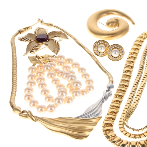 195 - 1980s Branded Gold Tone Jewellery Collection incl. Napier, Monet, Trifari