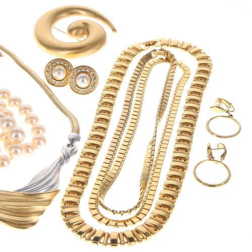 195 - 1980s Branded Gold Tone Jewellery Collection incl. Napier, Monet, Trifari