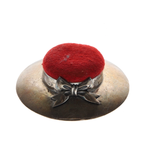 55 - Edwardian Sterling Silver Novelty Hat Pin Cushion Filled, 99g