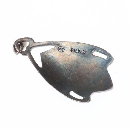 13 - Murrle Bennett & Co. Arts & Crafts Turquoise and Silver Pendant, 7.7g