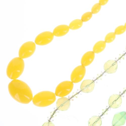 16 - Antique Uranium Glass Necklace Collection incl. Graduated, Pressed