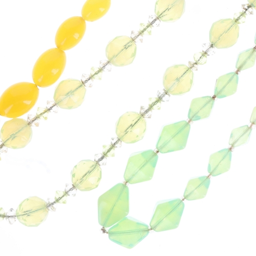 16 - Antique Uranium Glass Necklace Collection incl. Graduated, Pressed