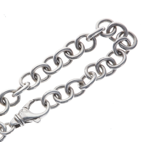 17 - Sterling Silver Belcher Chain Bracelet with Cutwork Heart, Diamond, 26g