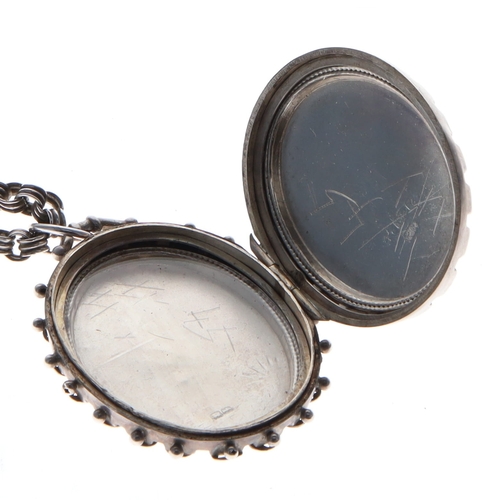 35 - Antique Sterling Silver Locket Pendant Necklace, 20g