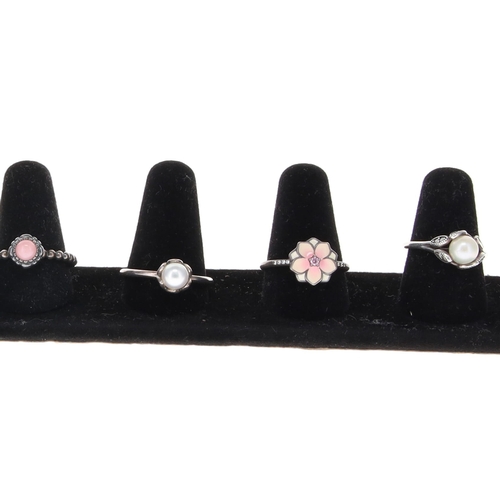 41 - Pandora Sterling Silver Ring Collection incl. Birthstone, Floral, Pearl, 27g