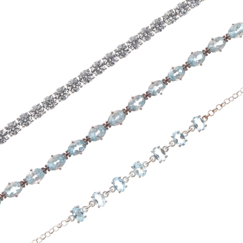47 - Sterling Silver Tennis Bracelet Collection incl. Blue Topaz, 38g