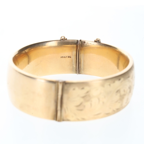 5 - 9ct Rolled Gold Bangle with Etched Design