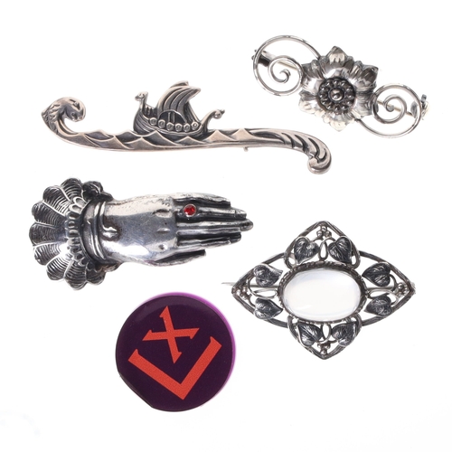 51 - Antique and Vintage Silver Brooch Collection incl. Danish, Arts & Crafts, 19g