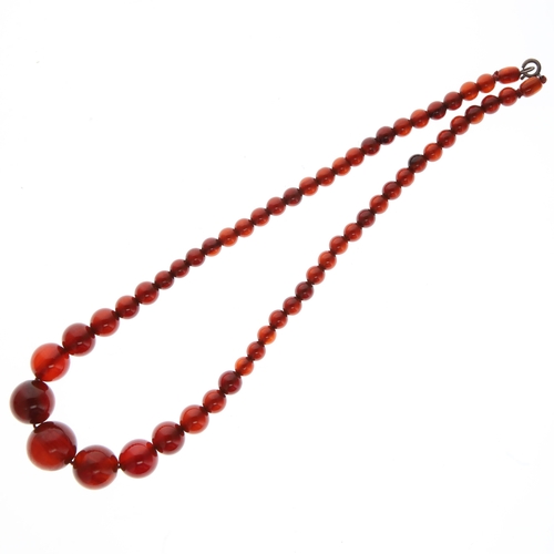 53 - Bakelite Bead Graduated Necklace with Sterling Silver Clasp, 38g