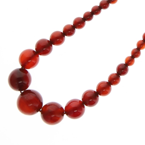 53 - Bakelite Bead Graduated Necklace with Sterling Silver Clasp, 38g