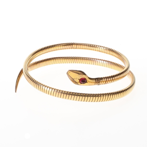 7 - Mid Century Paste and Rolled Gold Snake Wrap Bangle
