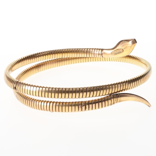 7 - Mid Century Paste and Rolled Gold Snake Wrap Bangle