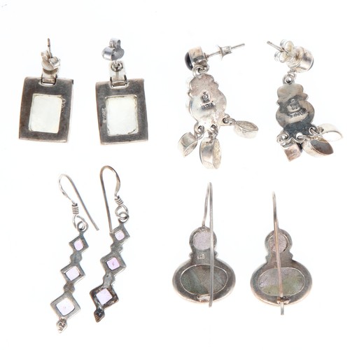 1 - Sterling Silver Gemstone Earrings Collection incl. Moonstone, Labradorite, Amethyst, Onyx, 35g